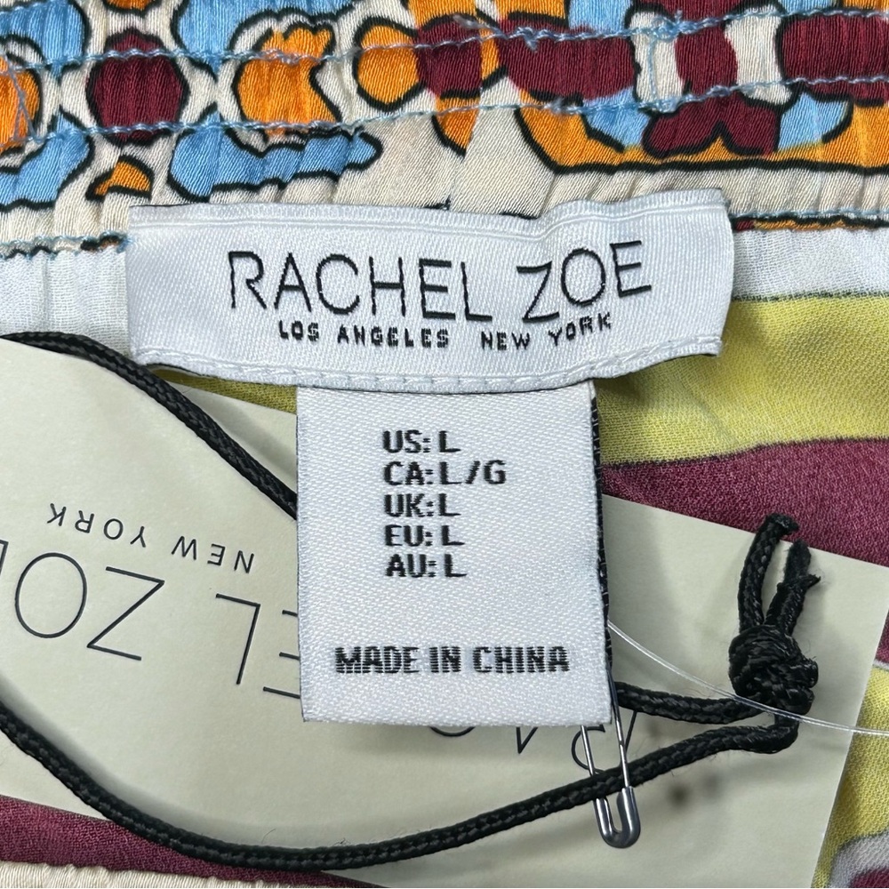 NEW Rachel Zoe Boho Palazzo Pants L Retro Abstract Flowy Cruise Resort Spring - Picture 5 of 8